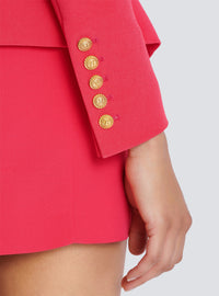 Veste ajustée 6 boutons en crêpe - Fuchsia Vif
