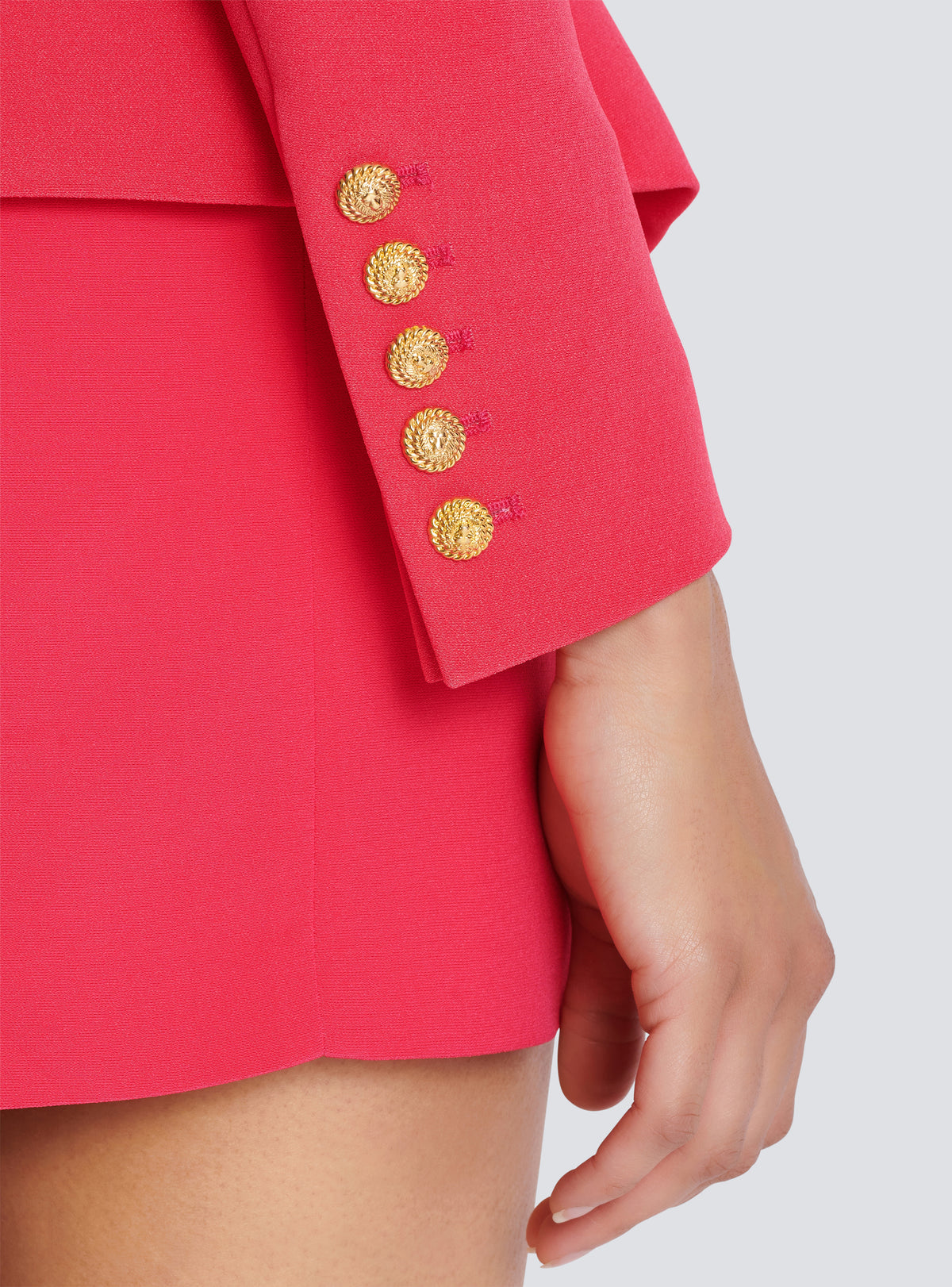 Veste ajustée 6 boutons en crêpe - Fuchsia Vif