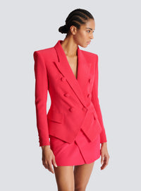 Veste ajustée 6 boutons en crêpe - Fuchsia Vif