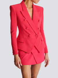 Veste ajustée 6 boutons en crêpe - Fuchsia Vif