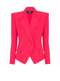 Veste ajustée 6 boutons en crêpe - Fuchsia Vif