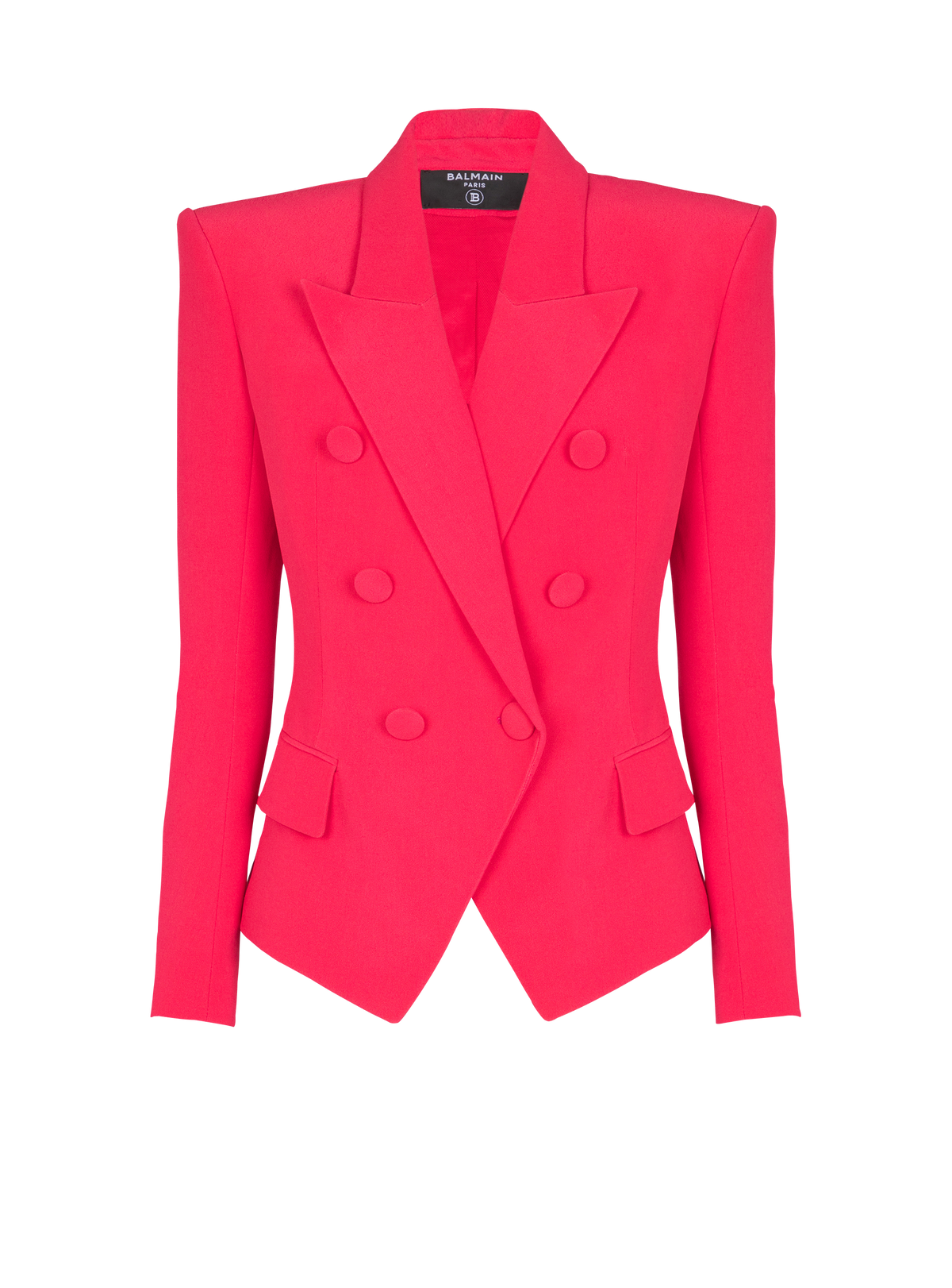 Veste ajustée 6 boutons en crêpe - Fuchsia Vif