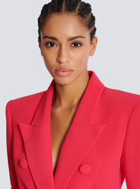 Veste ajustée 6 boutons en crêpe - Fuchsia Vif