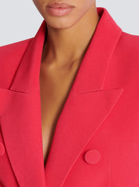 Veste ajustée 6 boutons en crêpe - Fuchsia Vif