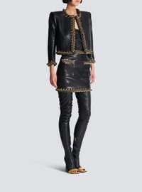 Veste à chaînes en cuir - Noir & Or