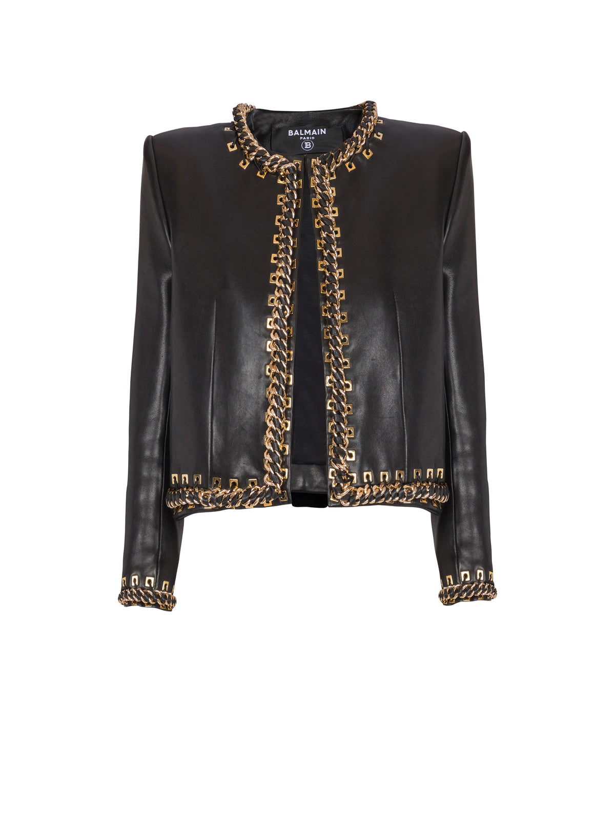 Veste à chaînes en cuir - Noir & Or