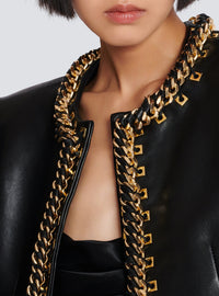Veste à chaînes en cuir - Noir & Or