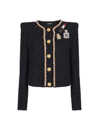 Veste à détails chaînes et perles - Noir & Multicolore
