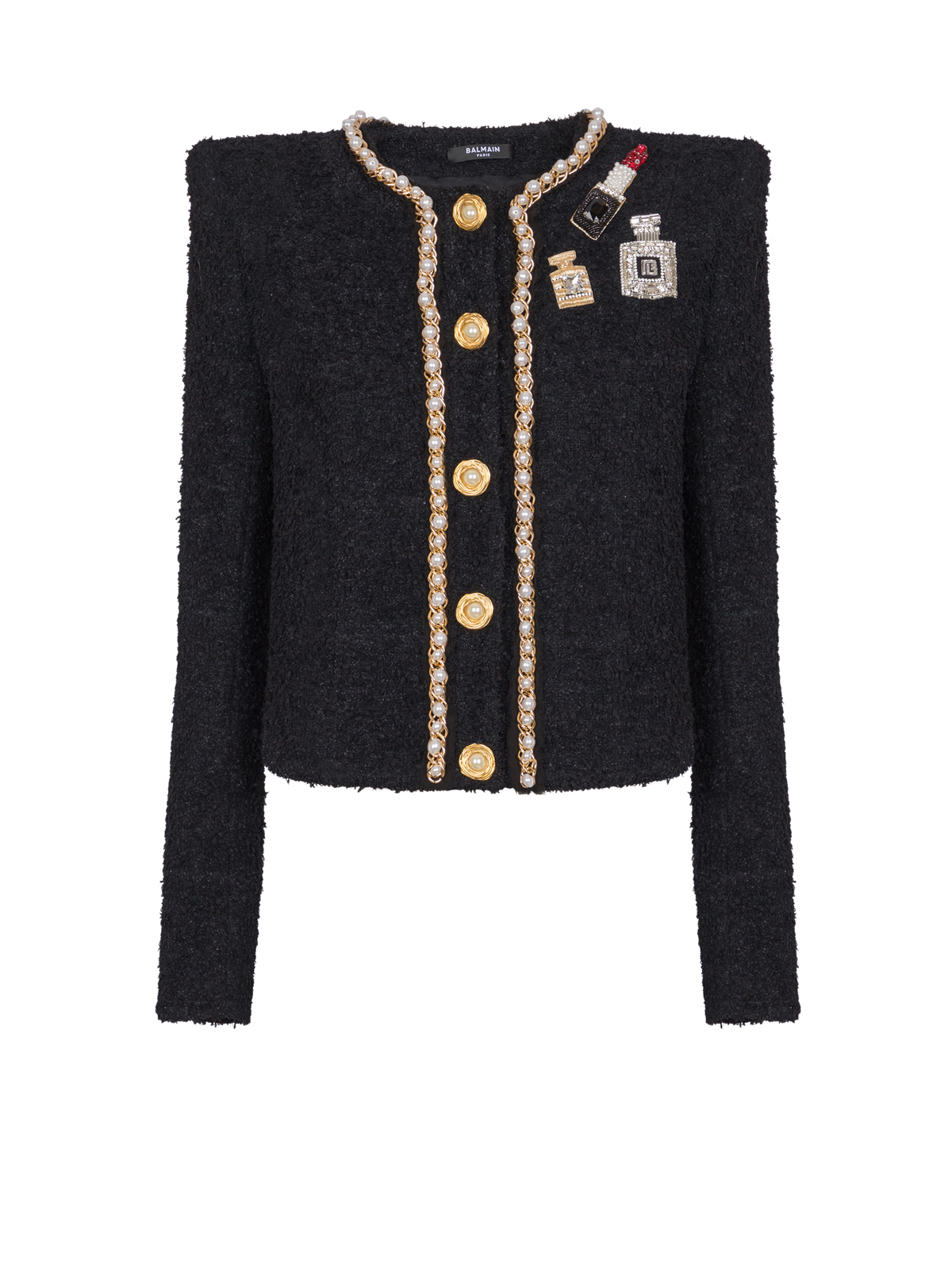 Veste à détails chaînes et perles - Noir & Multico