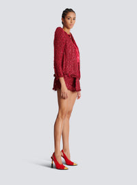 Veste bord à bord en tweed à sequins - Fuchsia Vif