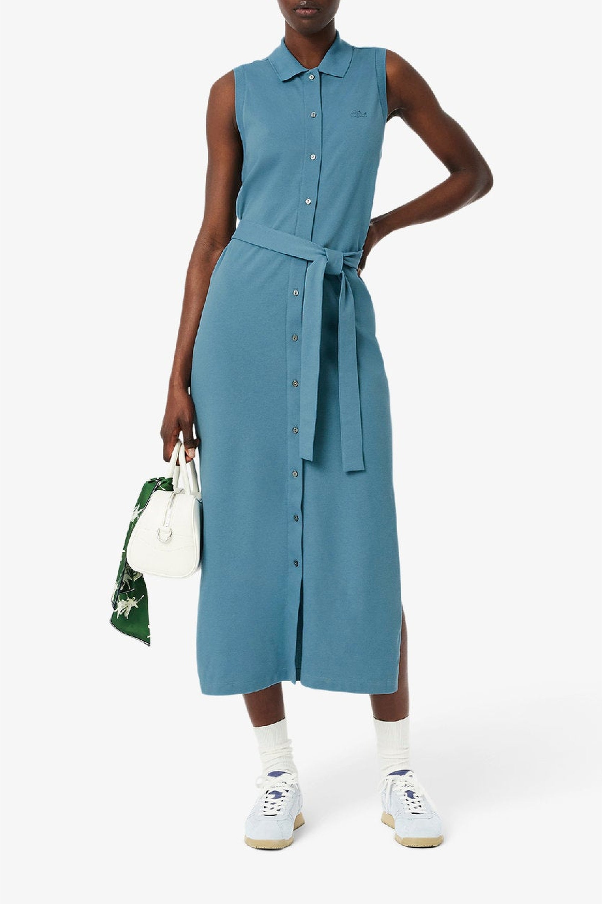 Robe polo longue en piqué - Calcaire