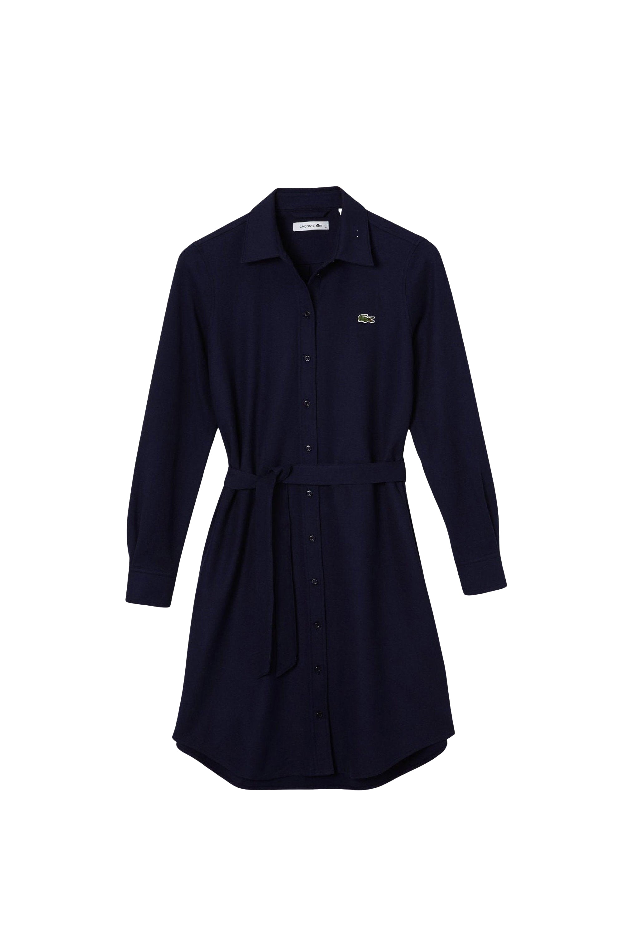 Robe polo avec taille ajustable en piqué - Marine