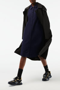 Robe polo avec taille ajustable en piqué - Marine