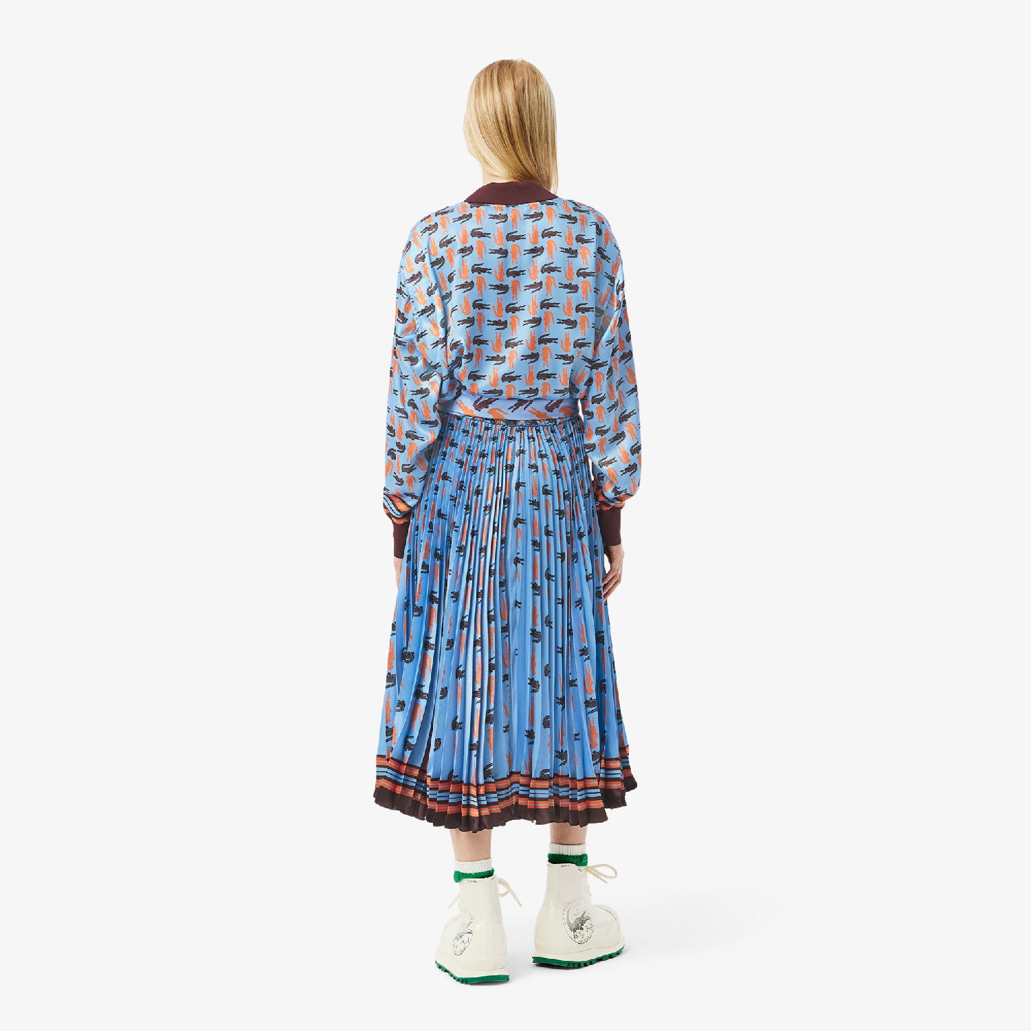 Robe plissée en satin - Expresso & Bleuté