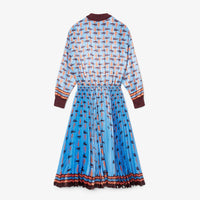 Robe plissée en satin - Expresso & Bleuté