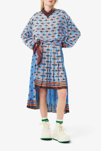 Robe plissée en satin - Expresso & Bleuté