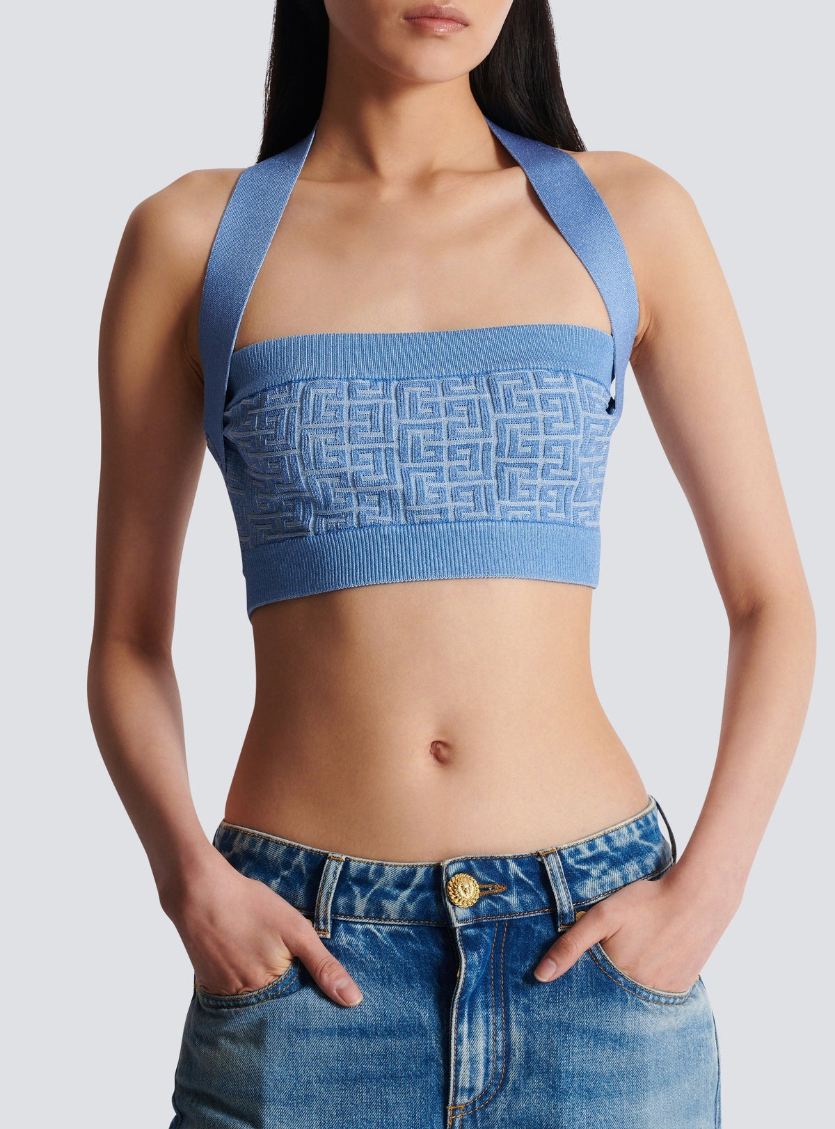 Top dos-nu en maille - Bleu & Bleu Brillant