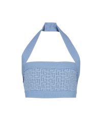 Top dos-nu en maille à monogramme pb labyrinthe - Bleu & Bleu Brillant