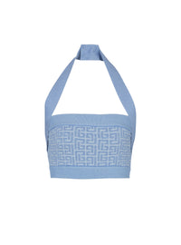 Top dos-nu en maille - Bleu & Bleu Brillant