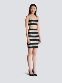 Top court en jacquard à motif ruban balmain - Noir & Beige