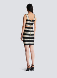 Top court en jacquard à motif ruban balmain - Noir & Beige