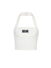 Top dos-nu en maille côtelée - Blanc