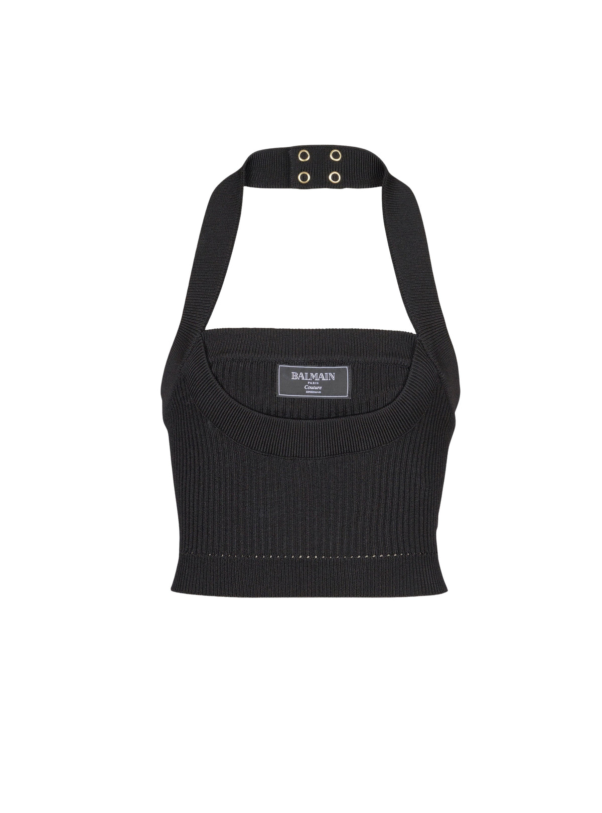 Ribbed knit halter top - Noir