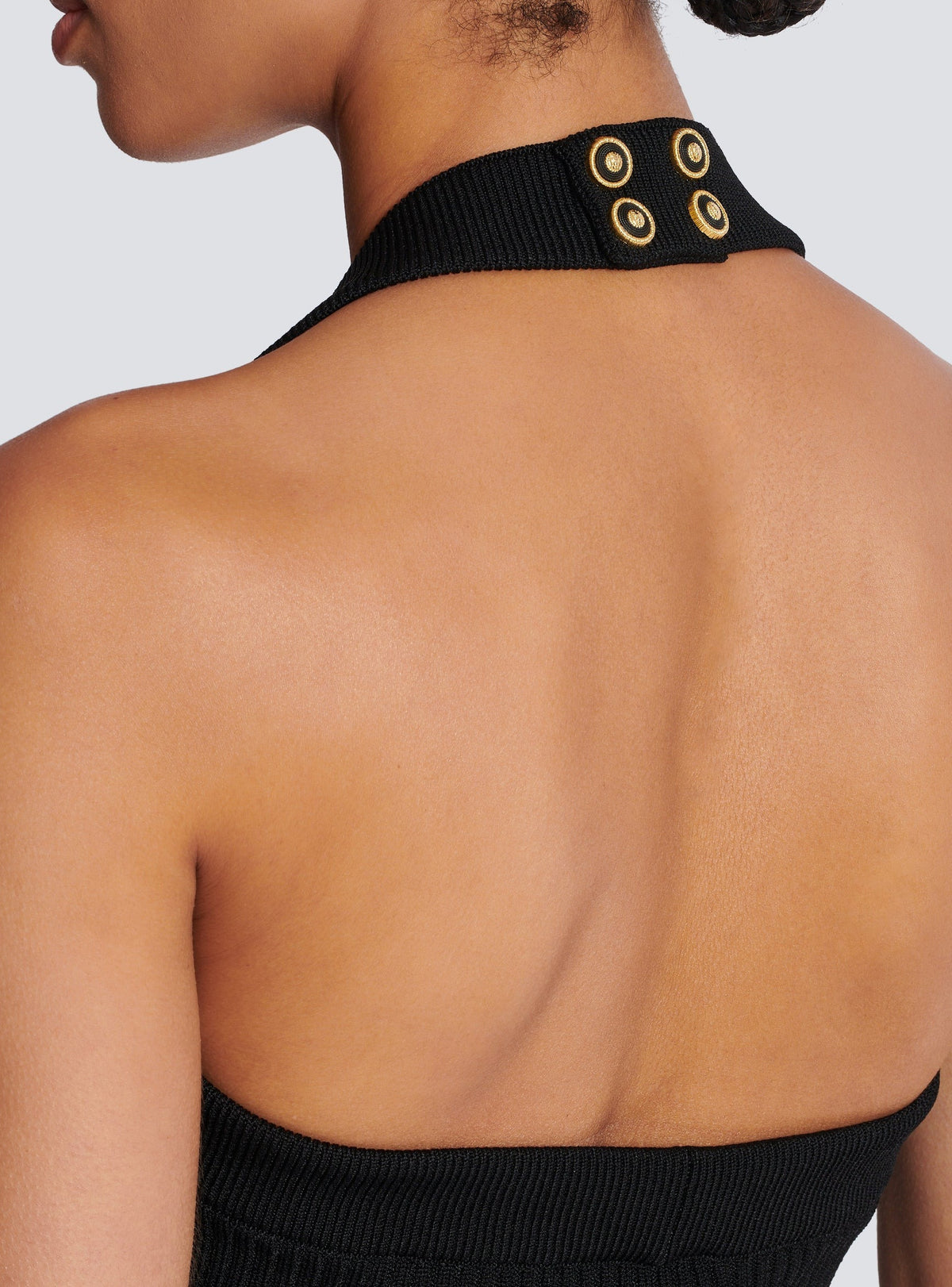 Ribbed knit halter top - Noir