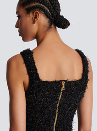 Top court en maille tweed - Noir & Or