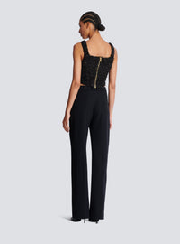 Top court en maille tweed - Noir & Or