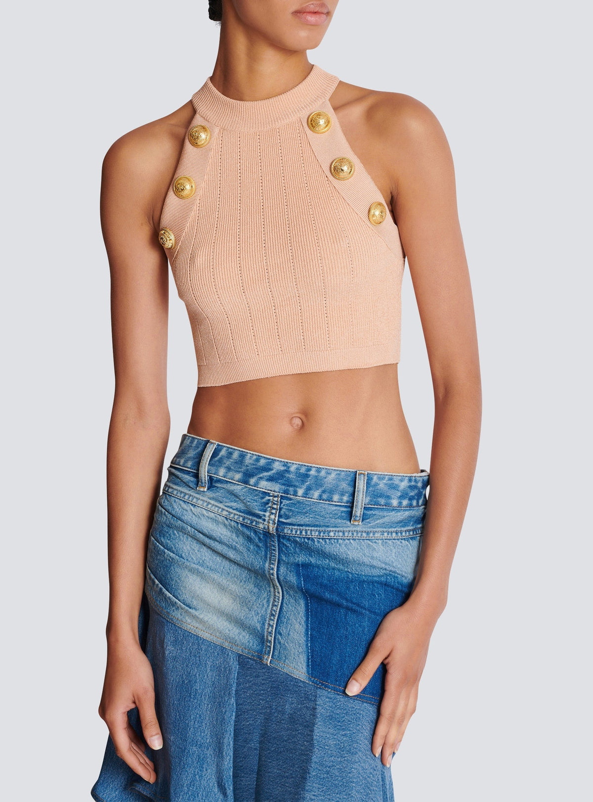 Cropped knit top - Nude Rosé