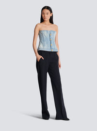 Top corset en denim bleu clair - Bleu Jean Clair