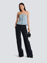 Top corset en denim bleu clair - Bleu Jean Clair