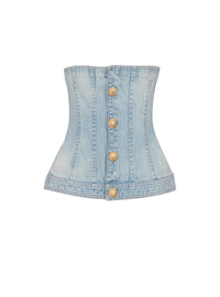 Top corset en denim - Bleu Jean Clair
