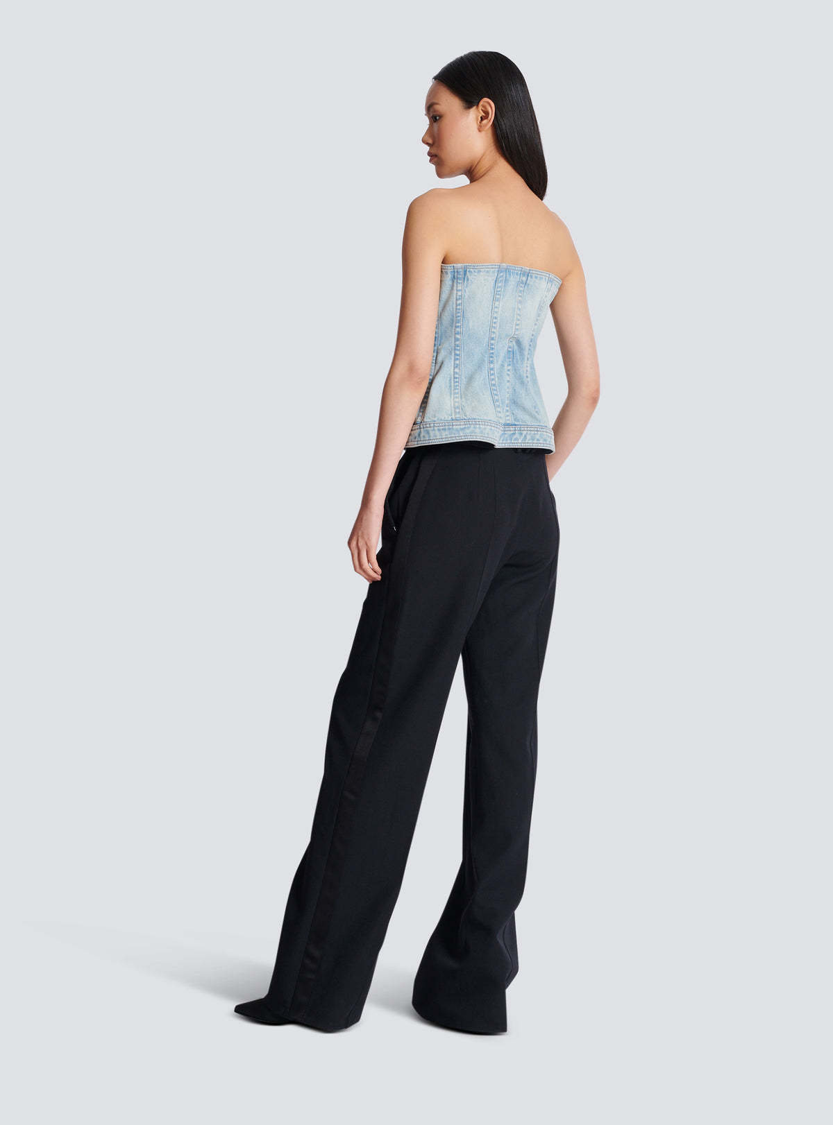 Top corset en denim bleu clair - Bleu Jean Clair