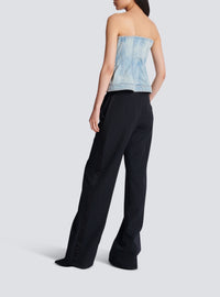 Top corset en denim - Bleu Jean Clair