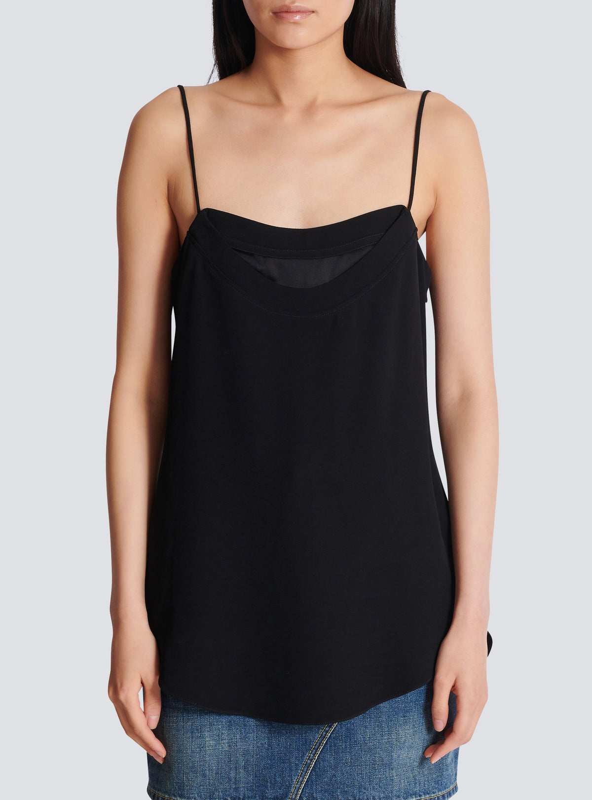 Top en satin - Noir