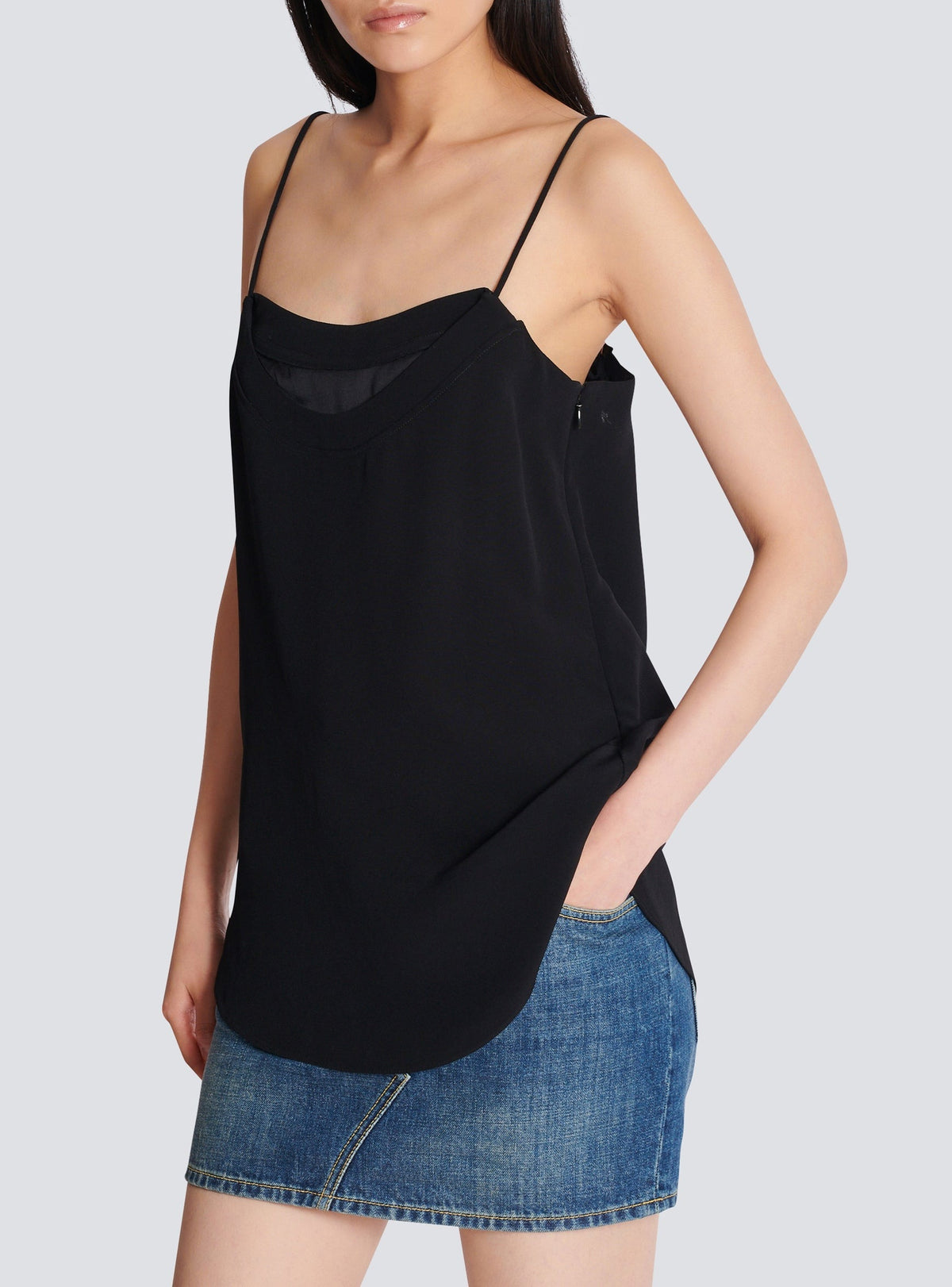 Satin tank top - Noir