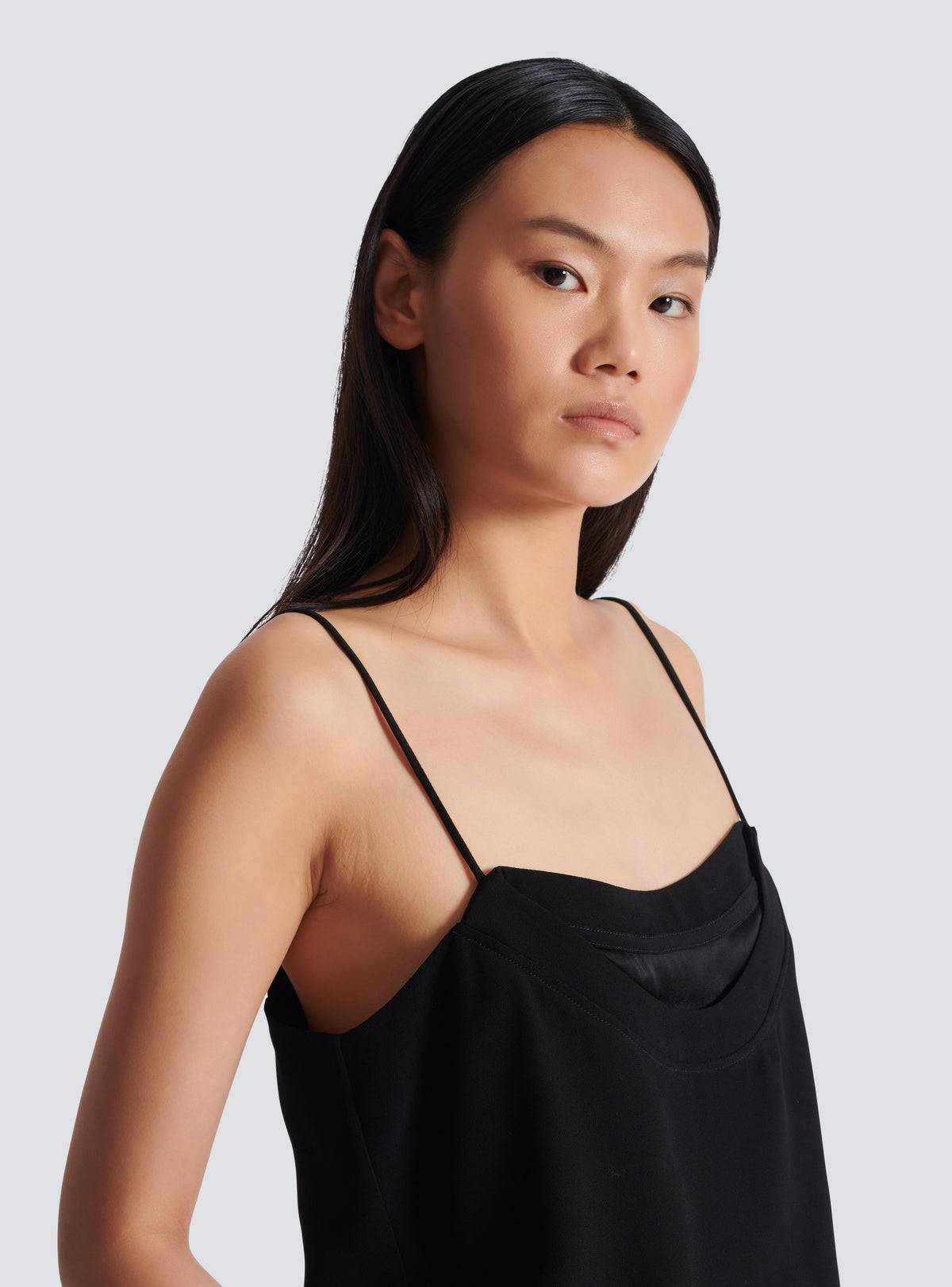 Top en satin - Noir