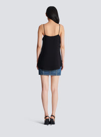 Top en satin - Noir