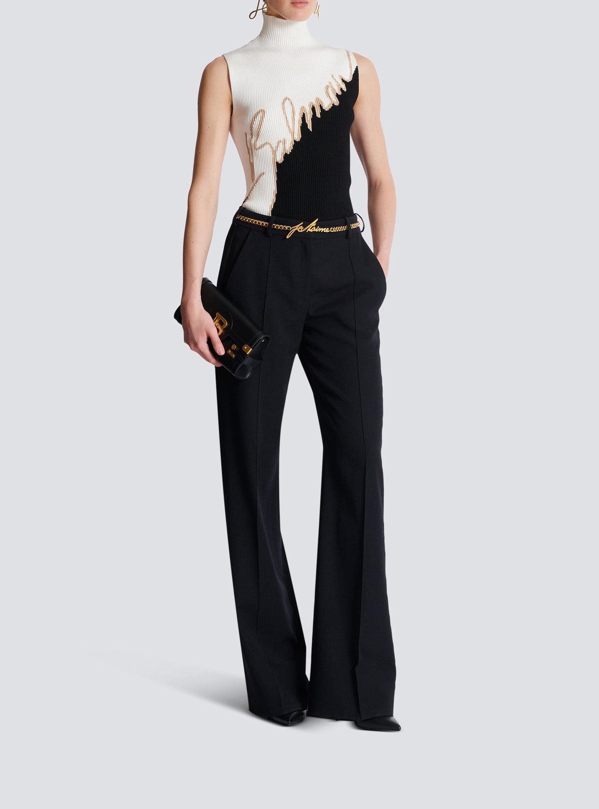 Sleeveless knit top - Noir & Nude & Blanc