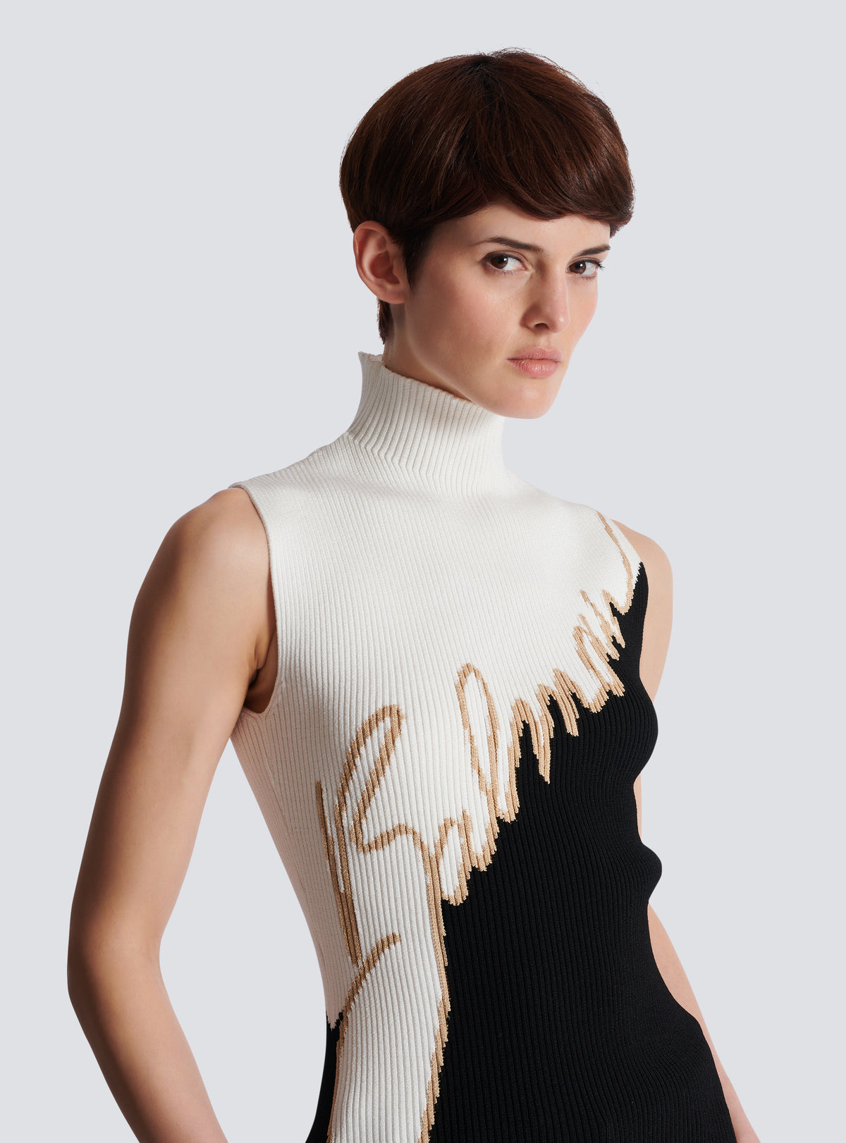 Top en maille sans manches - Noir & Nude & Blanc
