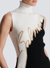 Sleeveless knit top - Noir & Nude & Blanc