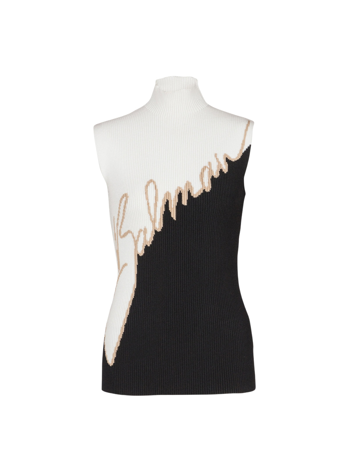 Sleeveless knit top - Noir & Nude & Blanc