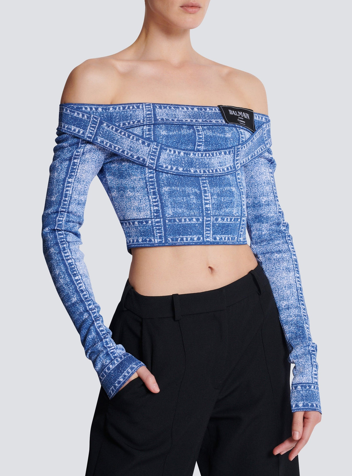 Top à manches longues en denim - Bleu Jean