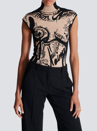 Knit bodysuit - Nude & Noir