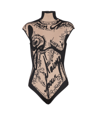 Body en maille jacquard à motif trompe-l’œil corps - Nude & Noir
