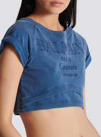 T-shirt court brodé - Bleu & Bleu