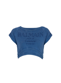 T-shirt court brodé balmain couture - Bleu & Bleu
