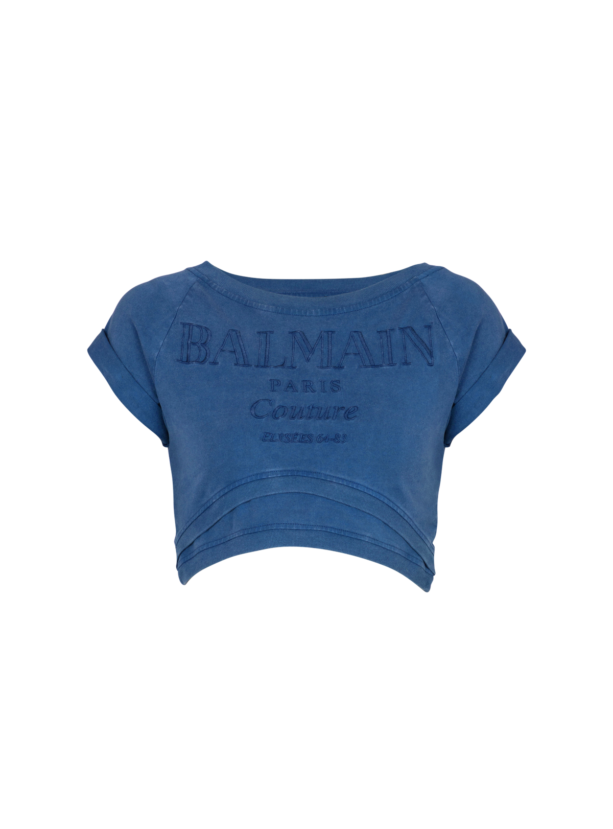 T-shirt court brodé balmain couture - Bleu & Bleu